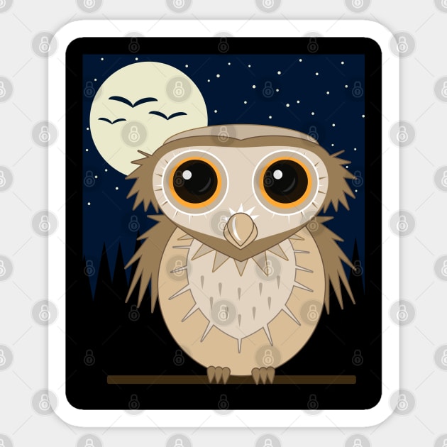 Owl at night Sticker by Lauromir